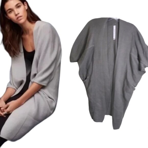 Aritzia The Group Babaton Javier Cocoon Cardigan Knit Sweater Cotton Cape Pocket - Picture 1 of 16